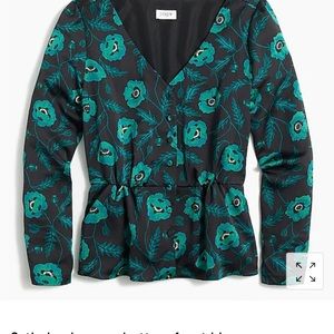 NWOT J. Crew Satin Button Front Blouse